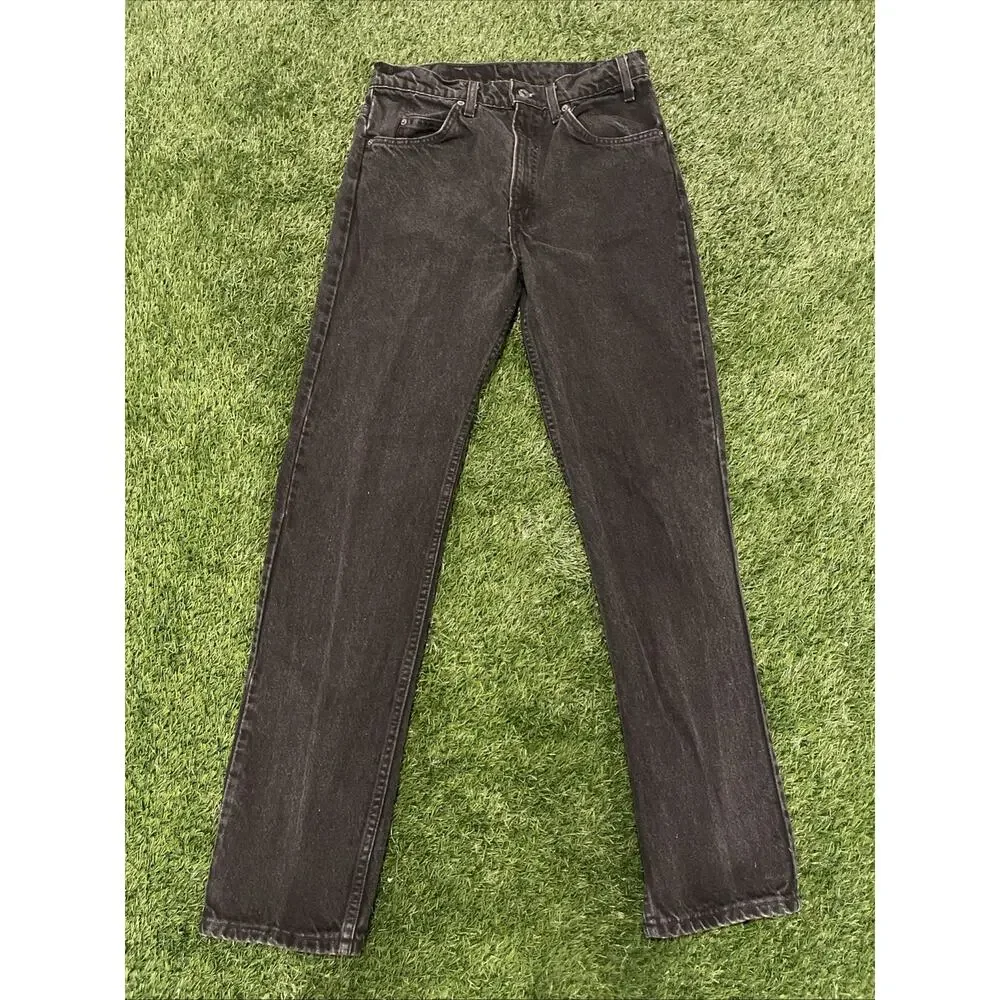 Vintage 90s Levis 505 Orange Tab Black Jeans Made In USA 32x32 Fits 31x31 Faded